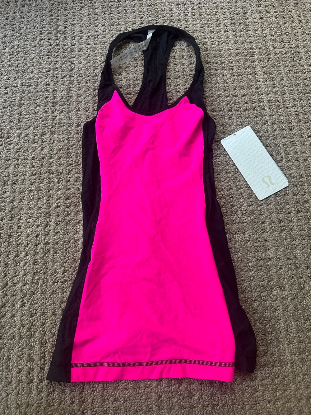 VTG Lululemon Pink and Black Racerback Tank